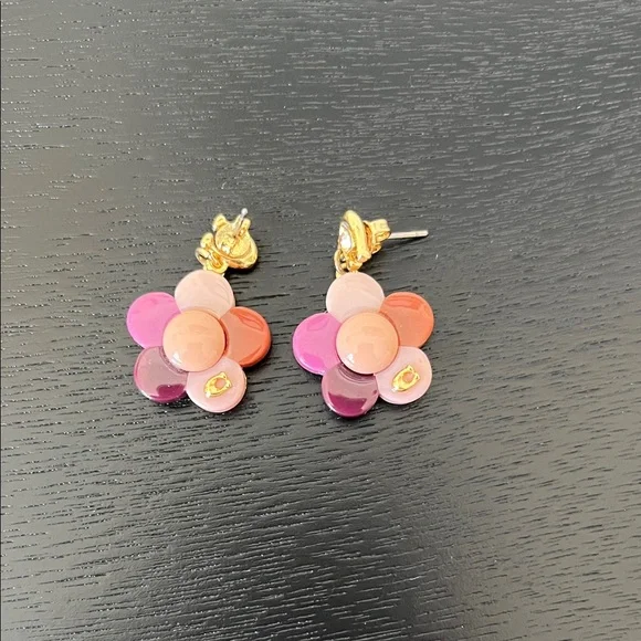 COACH “Flower Drop” Pink and Purple Floral Earrings - Picture 3 of 7